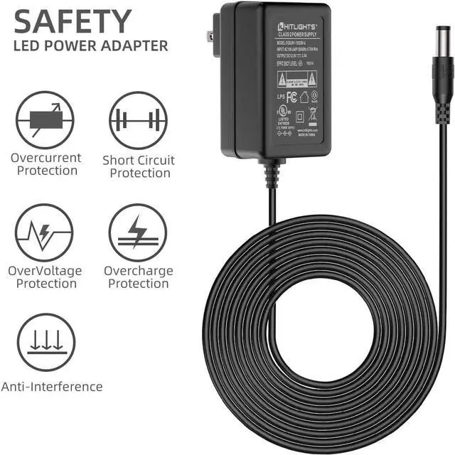 Alt view image 2 of 7 - Hitlights 110VAC to 12 VDC 2-Amp 24-watt LED Power Adapter Transformer