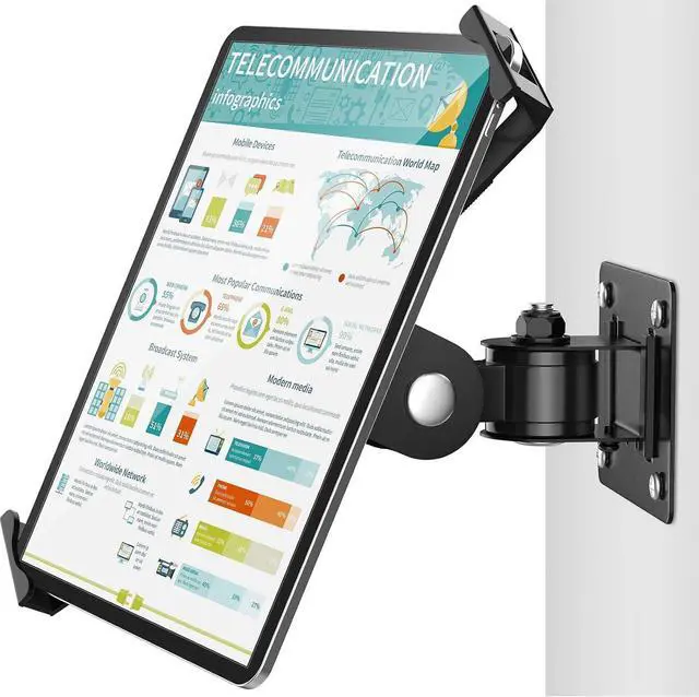 Main image of Tablet Wall Mount - Fits 7 to 11 Inch Tablets Including iPad, Galaxy Tab, Slate, Fire and More-Anti Theft Security Lock and Key - Articulating Swivel Holder for Portrait and Landscape(Black)