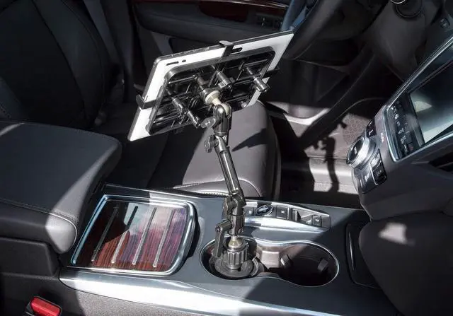 Alt view image 4 of 7 - Mount-It! Premium Cup Holder Tablet Mount for Cars, SUVs, Trucks - Commercial Vehicle Tablet ELD Mount, Heavy Duty Aluminum, Adjustable Full Motion Arms, Universal Holder Tray for iPad and Samsung