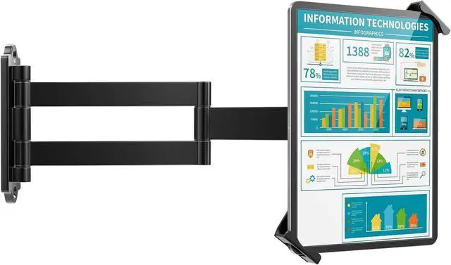 Main image of Tablet Wall Mount - Fits 7 to 11 Inch Tablets Including iPad, Galaxy Tab, Slate, Fire and More -Anti Theft Security Lock and Key - Adjustable Long Arm Articulating Swivel Holder(Black)