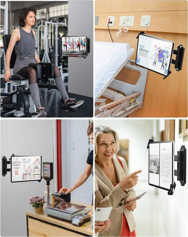 Alt view image 7 of 7 - Tablet Wall Mount - Fits 7 to 11 Inch Tablets Including iPad, Galaxy Tab, Slate, Fire and More -Anti Theft Security Lock and Key - Adjustable Long Arm Articulating Swivel Holder(Black)
