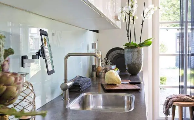 Alt view image 4 of 7 - 1030 Full-Motion Tablet Wall Mount for All Tablets from 7-13 inch | Swivels up to 180º (Left/Right) | Can be Tilted up to 15º | Also fits iPad and Samsung Galaxy Tab| Black