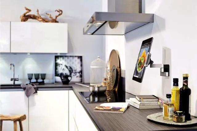 Alt view image 5 of 7 - 1030 Full-Motion Tablet Wall Mount for All Tablets from 7-13 inch | Swivels up to 180º (Left/Right) | Can be Tilted up to 15º | Also fits iPad and Samsung Galaxy Tab| Black