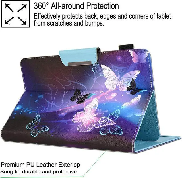 Alt view image 5 of 7 - 9.5-10.5 inch Tablet Case Universal Protective Cover Stand Folio Case for 9 10 10.1 Inch Android Touchscreen Tablet Purple Butterfly