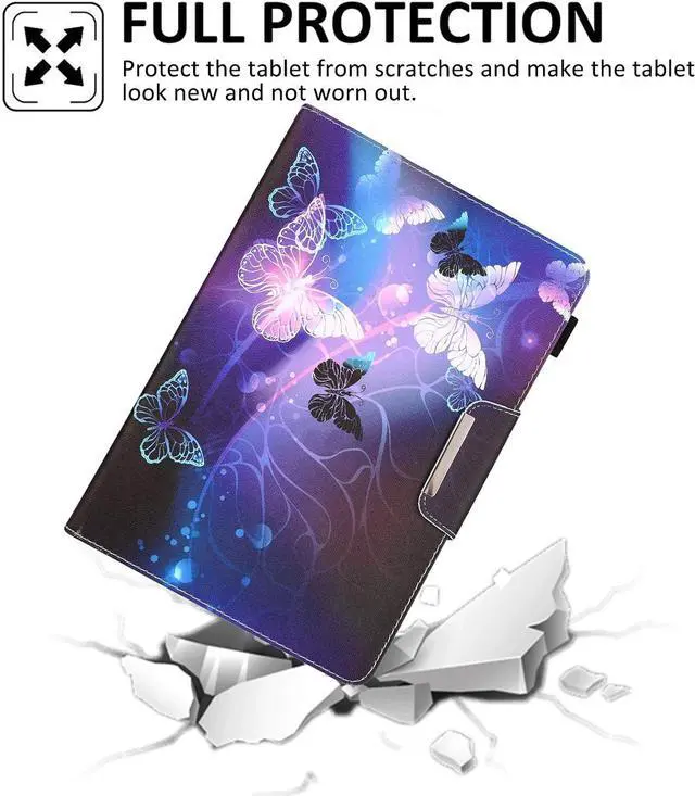 Alt view image 3 of 7 - 9.5-10.5 inch Tablet Case Universal Protective Cover Stand Folio Case for 9 10 10.1 Inch Android Touchscreen Tablet Purple Butterfly