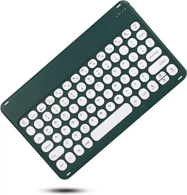 Alt view image 6 of 7 - HENGHUI Keyboard Case Compatible with iPad 9th 8th 7th Generation 10.2" Air 3rd Gen Pro 10.5 Keyboard Case Cute Round Key Color Keyboard Wireless Detachable BT Keyboard Cover (DarkGreen)