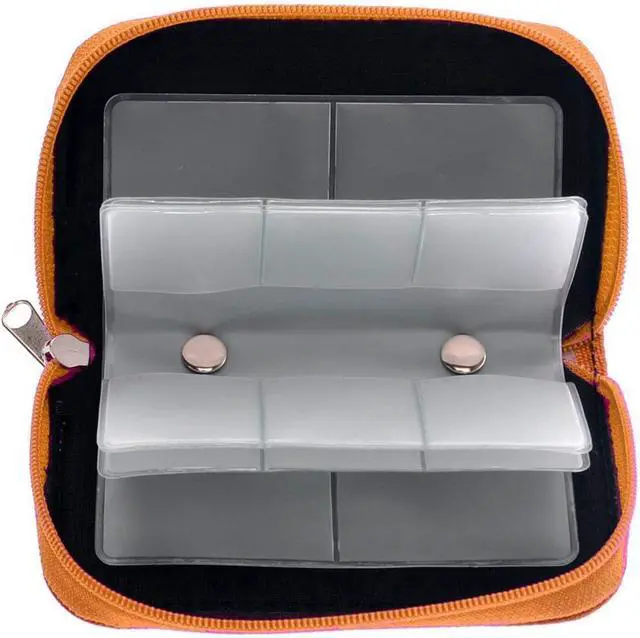 Alt view image 2 of 7 - Memory Card Case - Carrying Case Suitable for Micro SD, Mini SD and 4X CF, Card Holder Bag Wallet for Media Storage Organization (Orange)