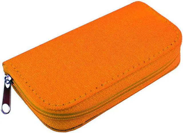 Alt view image 7 of 7 - Memory Card Case - Carrying Case Suitable for Micro SD, Mini SD and 4X CF, Card Holder Bag Wallet for Media Storage Organization (Orange)