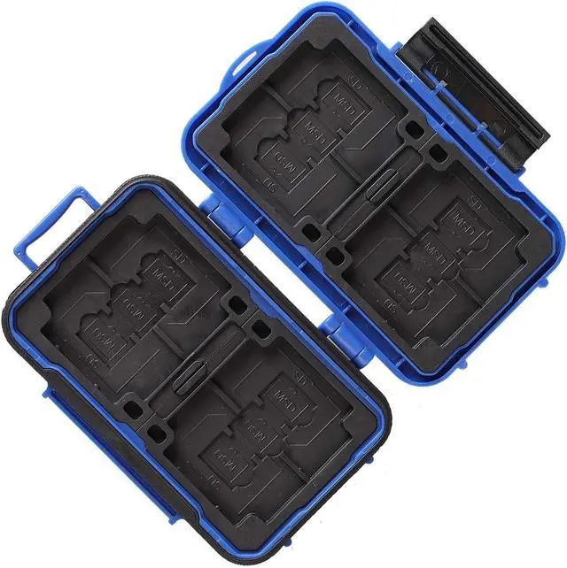 Alt view image 4 of 6 - LYNCA 24 Slots Camera Memory Card Case Holder Water-Resistant Anti-Shock SD Card Case Holder Wallet for 8 SD Cards 4 CF Cards 12 Micro SD/TF Cards Storage Box, Compact Memory Cards Wallet (Blue)