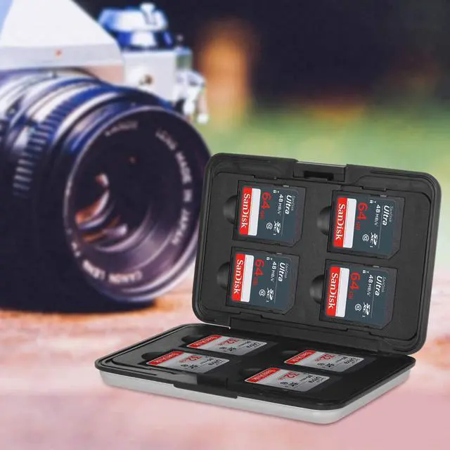 Alt view image 3 of 7 - Aluminum Shock Resistant Carrying Box Memory Card Storage Case Holder 8 Slots for SD SDHC MMC Micro SD TF Cards Silver