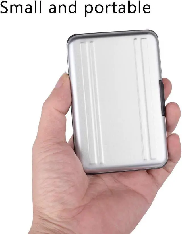 Alt view image 7 of 7 - Aluminum Shock Resistant Carrying Box Memory Card Storage Case Holder 8 Slots for SD SDHC MMC Micro SD TF Cards Silver