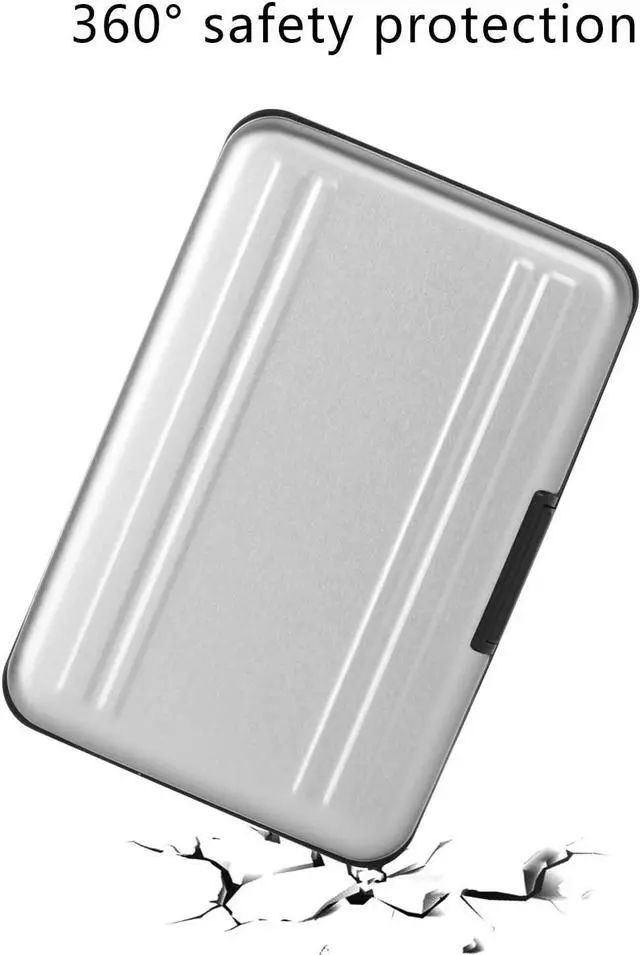 Alt view image 6 of 7 - Aluminum Shock Resistant Carrying Box Memory Card Storage Case Holder 8 Slots for SD SDHC MMC Micro SD TF Cards Silver