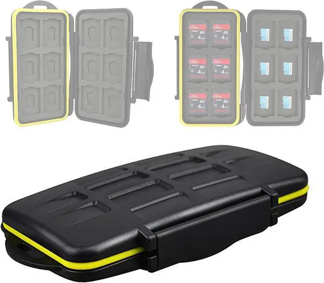 Main image of JJC MC-SDMSD24 Ruggard SD Card Case, Micro SD Card Case, Water-Resistant Case for SD Micro SD Cards, Rubber Sealed Ergonomic Locking Easy Carrying Memory Card Case Fits 12 SD 12 Micro SD Cards
