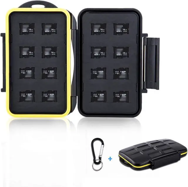 Main image of 16 Slots Micro SD Card Holder, Micro SD Card Case Micro SD Micro SDHC Micro SDXC Card Storage Micro SD Card Organizer with Carabiner, Water-Resistant Anti-Shock