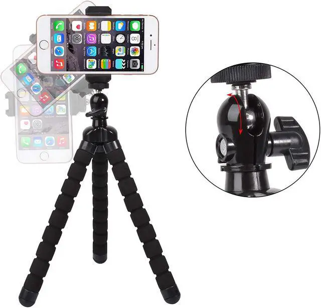 Alt view image 3 of 7 - Phone Mini Tripod, Ruittos Premium Flexible Mobile Phone Tripod Stand Compatible with iPhone Samsung Go Pro, Small Digital Camera, Black