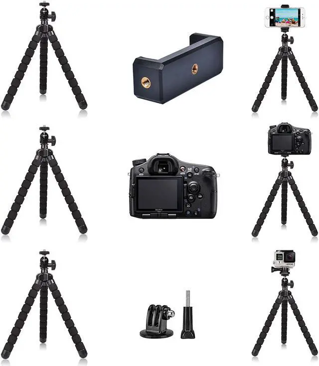 Alt view image 4 of 7 - Phone Mini Tripod, Ruittos Premium Flexible Mobile Phone Tripod Stand Compatible with iPhone Samsung Go Pro, Small Digital Camera, Black