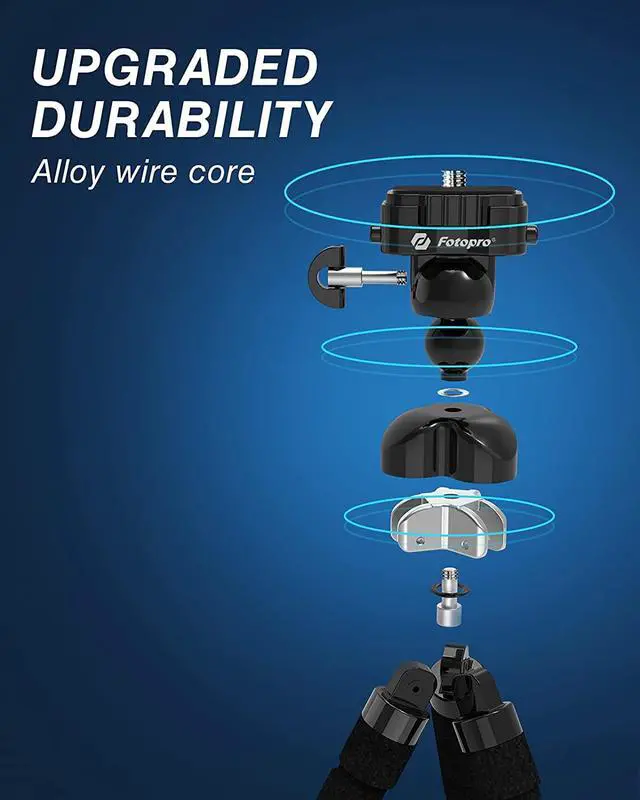 Alt view image 2 of 6 - Tripod for iPhone 13/13 pro max /13 Mini, Fotopro Flexible Tripod Stand with Remote, Selfie Stick Stand Adjustable Smartphone Mini Tripod Stand for Action Camera