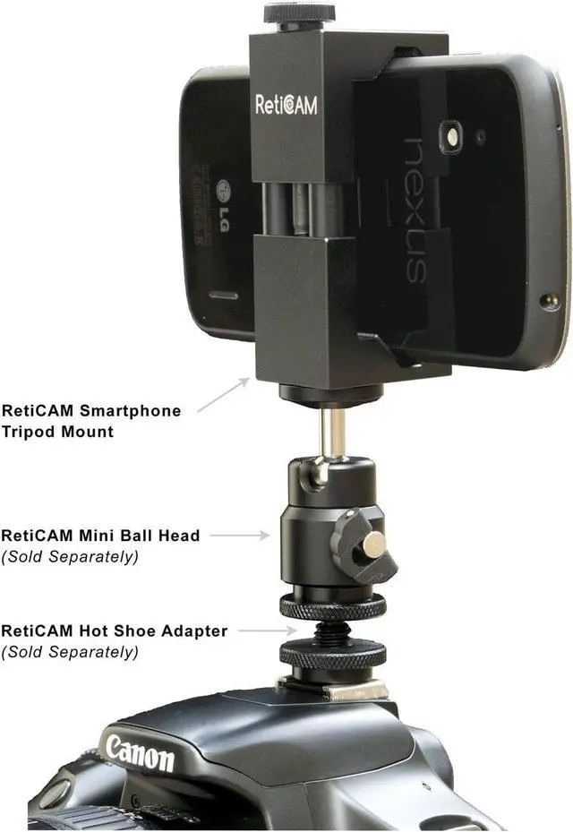 Alt view image 4 of 6 - Smartphone Tripod Mount - Metal Universal Smart Phone Tripod Adapter Including Both Standard and XL Mounting Kits
