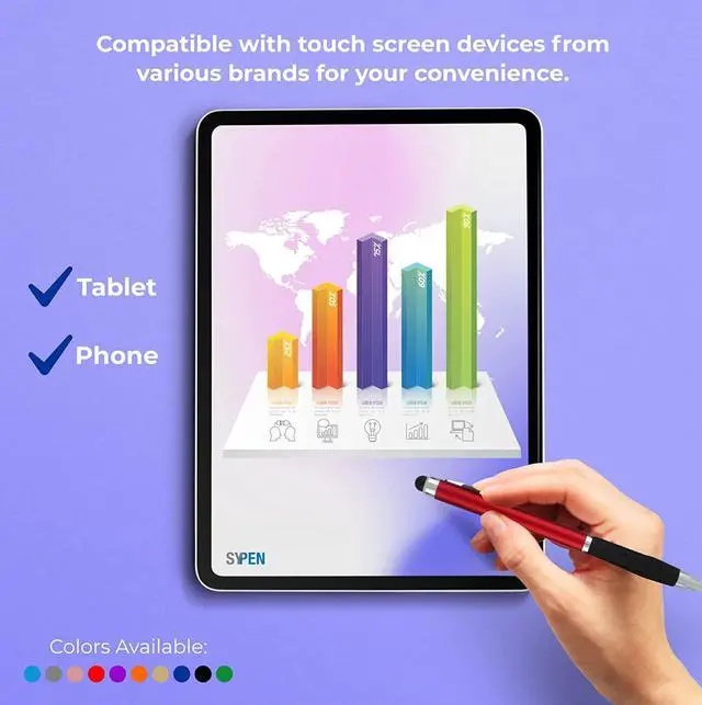 Alt view image 3 of 6 - Stylus Pens -2 in1 Capactive Touch Screen with Ballpoint Writing Pen Sensitive Stylus Tip For Your iPad iPhone Samsung Galaxy & All Smart Devices -Metallic Barrel - Assorted Colors Comfy Grips,36 Pack
