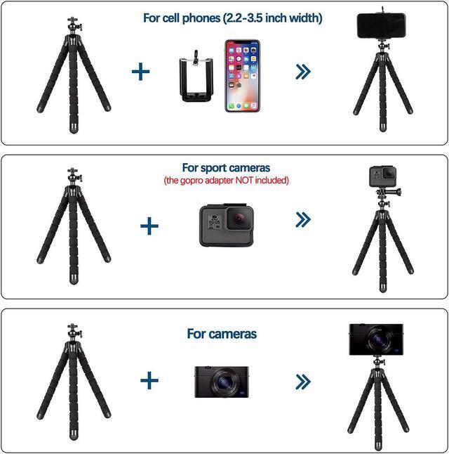 Alt view image 3 of 7 - Phone Tripods, Flexible Tripods and Portable Adjustable Tripod with Wireless Remote, Compatible with iPhone/Android Phones, Mini Camera Tripod Stand for Cell Phone DSLR GoPro
