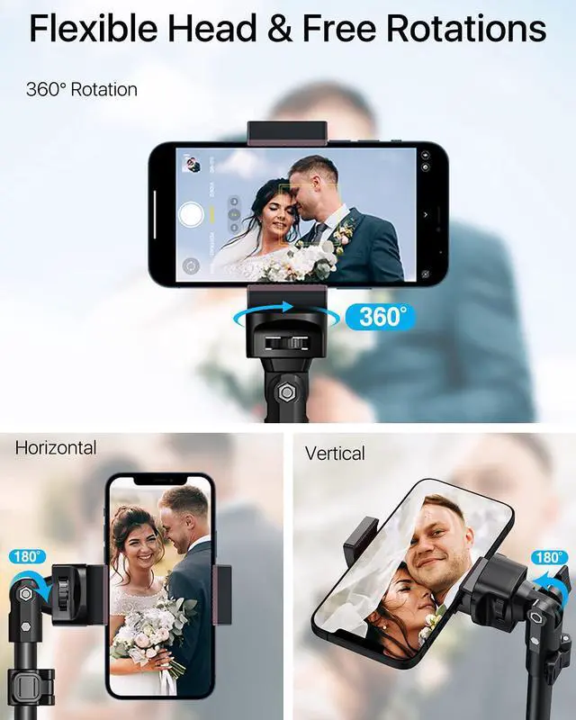 Alt view image 4 of 6 - iPhone Tripod - 66" Stable & Tall Stand with Remote, Compatible with iPhone 16/15/14/13 Plus, Samsung S22, Camera, GoPro, Video Recording