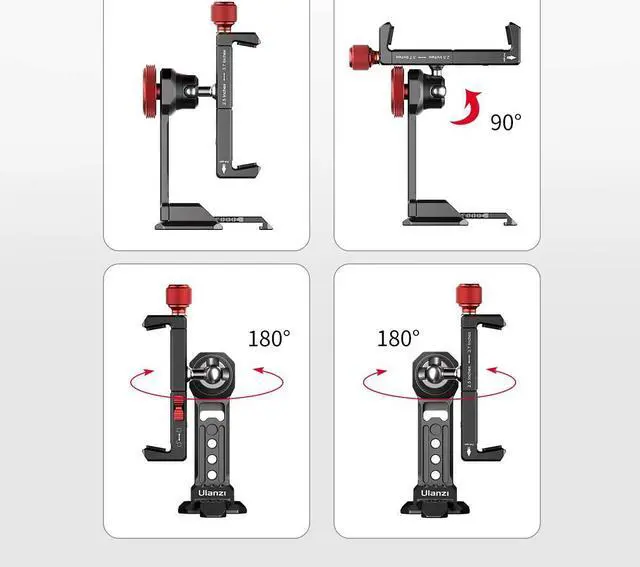 Alt view image 4 of 7 - Cell Phone Tripod Mount, ULANZI ST-14 Smartphone Tripod Mount Adapter Aluminum with Cold Shoe, 360° Cell Phone Stand Holder Clamp for iPhone16 15 14 13 12 11 Max Pro iPhone X XR Xs 6 7 Plus