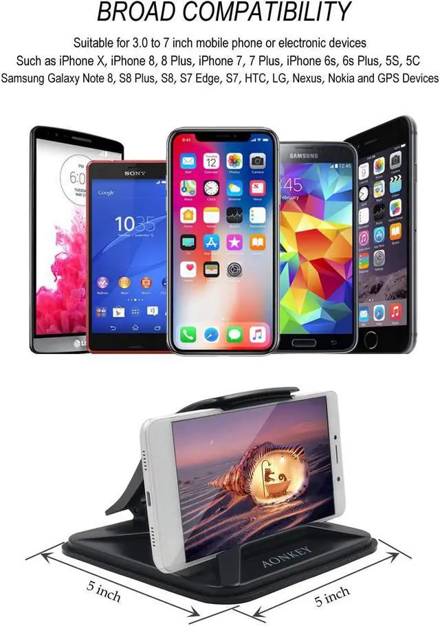 Alt view image 4 of 7 - Cell Phone Holder for Car Dashboard Anti-Slip Vehicle GPS Car Mount Universal for All Smartphones Compatible iPhone XR XS Max X 8 7 6S Plus Galaxy S10/S9 Plus S8 Note 9/8 LG V30 Pixel 3 XL