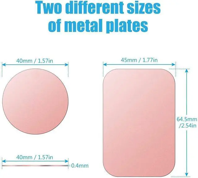 Alt view image 2 of 7 - WixGear Mount Metal Plate with Adhesive for Magnetic Cradle-Less Mount -X4 Pack 2 Rectangle and 2 Round (Compatible with Magnetic mounts) (Rose Gold)