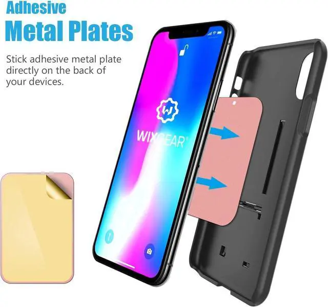 Alt view image 5 of 7 - WixGear Mount Metal Plate with Adhesive for Magnetic Cradle-Less Mount -X4 Pack 2 Rectangle and 2 Round (Compatible with Magnetic mounts) (Rose Gold)