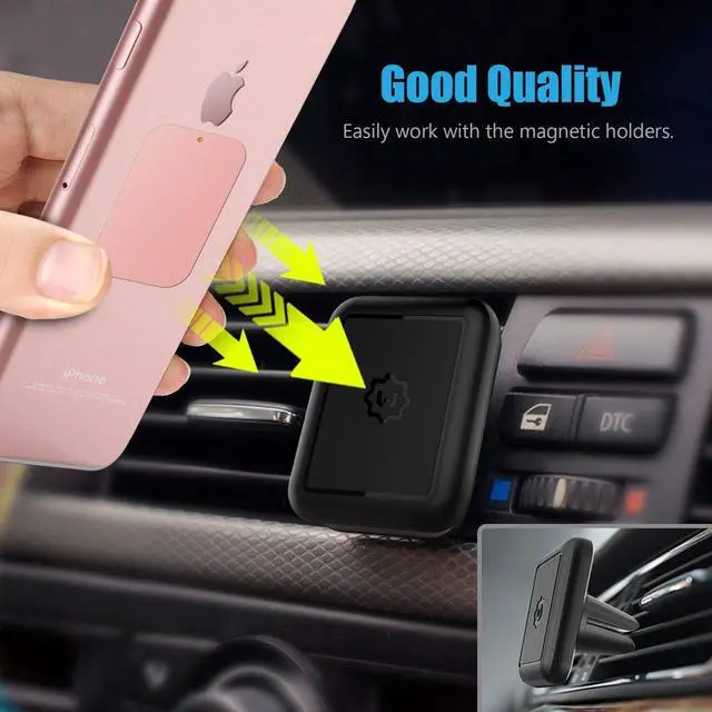 Alt view image 6 of 7 - WixGear Mount Metal Plate with Adhesive for Magnetic Cradle-Less Mount -X4 Pack 2 Rectangle and 2 Round (Compatible with Magnetic mounts) (Rose Gold)