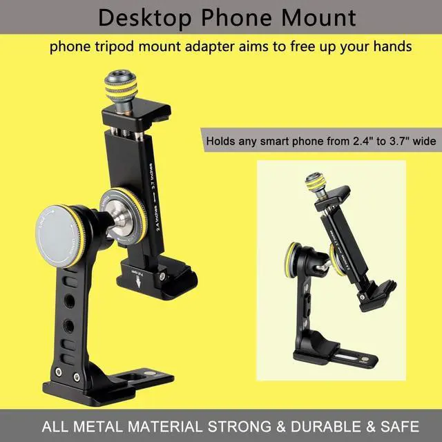 Alt view image 6 of 7 - FOCPRO Metal Phone Tripod Mount for iPhone 13, Samsung, Android Smartphones