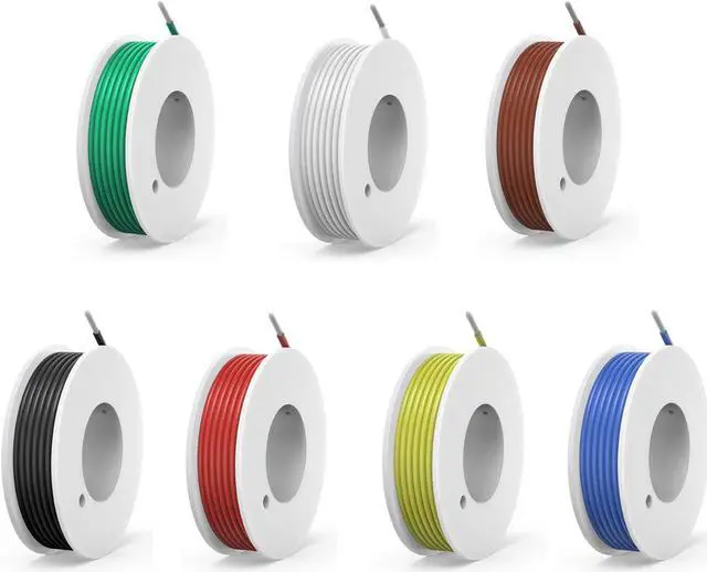 Main image of 18 awg Silicone Electrical Wire Cable 7 Colors (13ft Each) 18 Gauge Hookup Wires kit Stranded Tinned Copper Wire Flexible and Soft for DIY