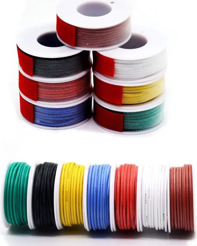 Alt view image 2 of 5 - 20awg Solid Wire kit Electrical Wire Cable 7 Colors 23ft Each spools 20 Gauge UL1007 Tinned Copper Hook up Wire kit breadboard Wire for DIY
