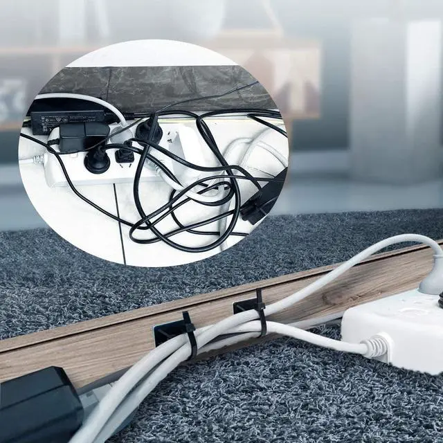 Alt view image 4 of 7 - 100 Pack Zip Tie Mount With Cable Ties,Self Adhesive-backed Mounts For Wire Holder, White Cable Management Clips Wall Anchors