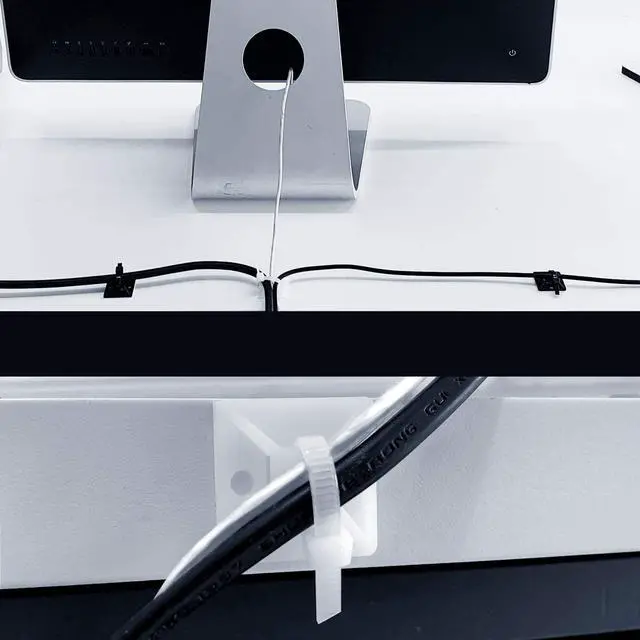 Alt view image 6 of 7 - 100 Pack Zip Tie Mount With Cable Ties,Self Adhesive-backed Mounts For Wire Holder, White Cable Management Clips Wall Anchors