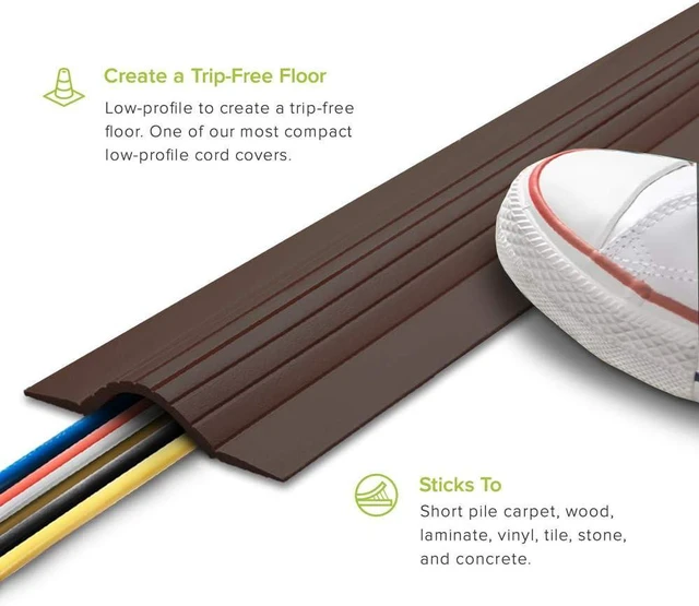 Alt view image 2 of 5 - UT Wire 10FT Cable Blanket High Capacity Low Profile Cord Cover and Wire Protector - Brown