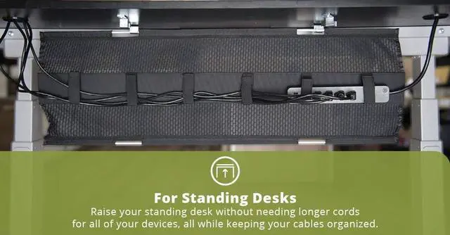 Alt view image 2 of 7 - Ergo Mesh Cable Manager, Ergonomic Cord Organizer for Height Adjustable Desks (Black)