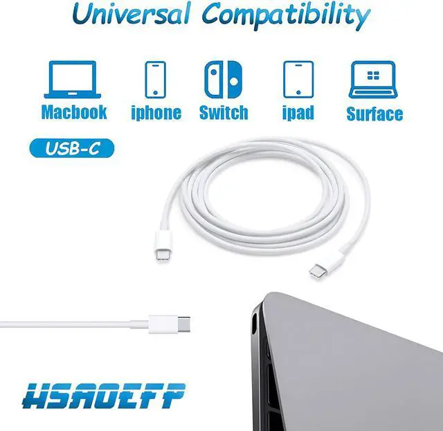 Alt view image 4 of 7 - HSAOEFP 100w USB C Charging Cable, Replacement USB C to Type C Charger Cord Compatible with MacBook Pro 16 Inch 15 Inch New Air 13 Inch 5A Fast Charging 6.6ft
