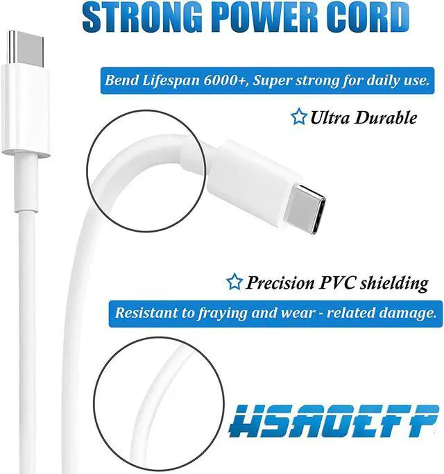 Alt view image 2 of 7 - HSAOEFP 100w USB C Charging Cable, Replacement USB C to Type C Charger Cord Compatible with MacBook Pro 16 Inch 15 Inch New Air 13 Inch 5A Fast Charging 6.6ft