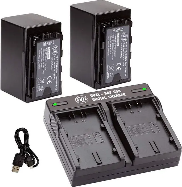 Main image of 2 VW-VBD58 Batteries and Dual Bay Charger for Panasonic AG-VBR59, BGH1, HC-X1, HC-X1500, HC-X2000, AG-CX10, AG-CX350, AG-UX180, AG-AC30, AG-UX90, AG-DVX200, HC-MDH3E, AJ-PX270, AJ-PX230