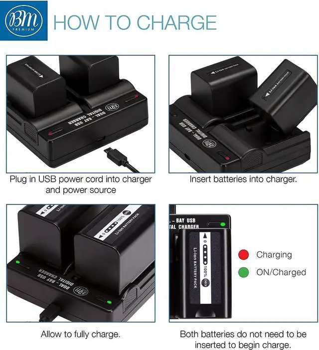 Alt view image 4 of 7 - 2 VW-VBD58 Batteries and Dual Bay Charger for Panasonic AG-VBR59, BGH1, HC-X1, HC-X1500, HC-X2000, AG-CX10, AG-CX350, AG-UX180, AG-AC30, AG-UX90, AG-DVX200, HC-MDH3E, AJ-PX270, AJ-PX230