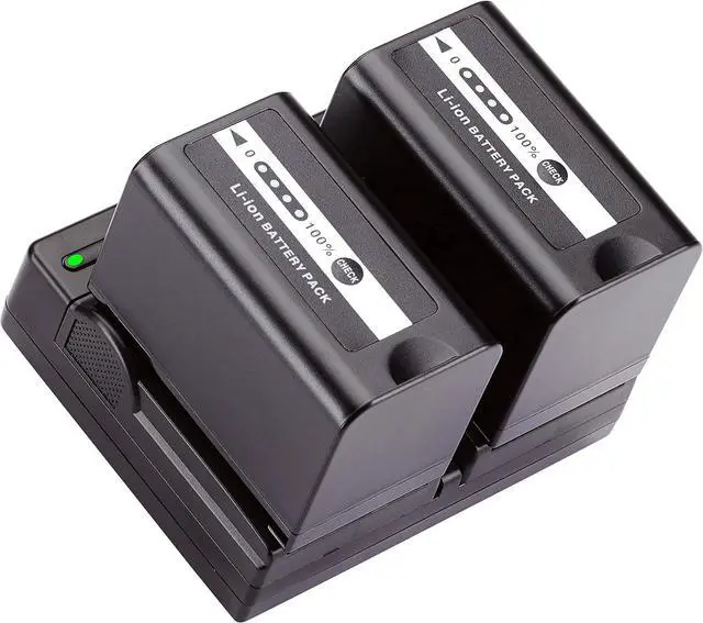 Alt view image 7 of 7 - 2 VW-VBD58 Batteries and Dual Bay Charger for Panasonic AG-VBR59, BGH1, HC-X1, HC-X1500, HC-X2000, AG-CX10, AG-CX350, AG-UX180, AG-AC30, AG-UX90, AG-DVX200, HC-MDH3E, AJ-PX270, AJ-PX230
