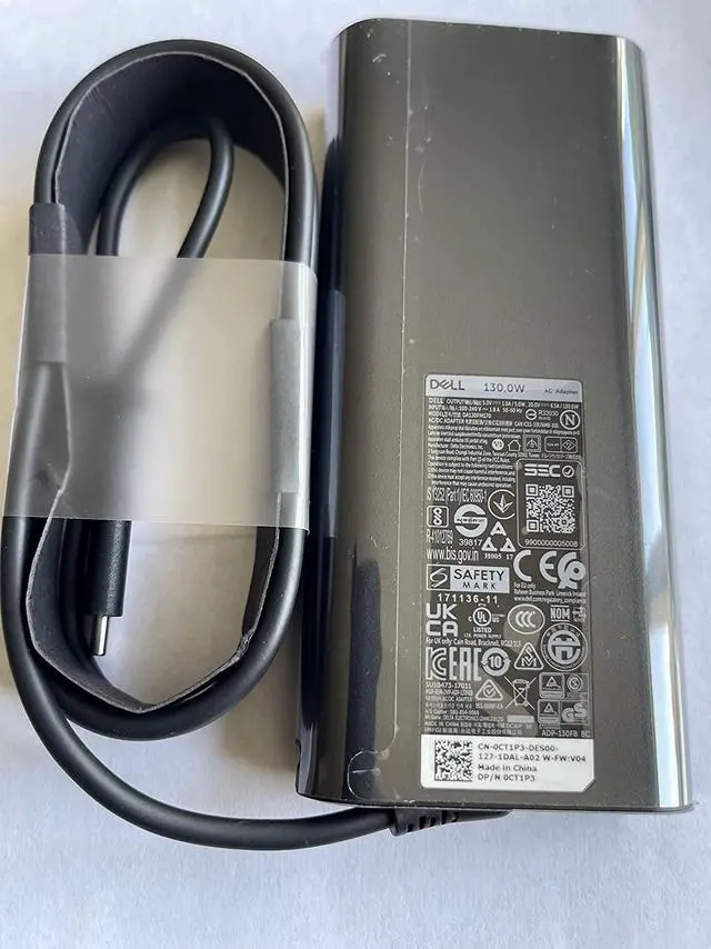 Alt view image 2 of 7 - Original Replacement Dell 130W USB-C/USB Type C AC Adapter for Dell XPS 15 9575 2-in-1, Precision 5530 2 in 1, DP/N 0M0H25/M0H25, 0K00F5/K00F5, DA130PM170, HA130PM170, 450-AHOM, T4V18, 07MP1P, 7MP1P.
