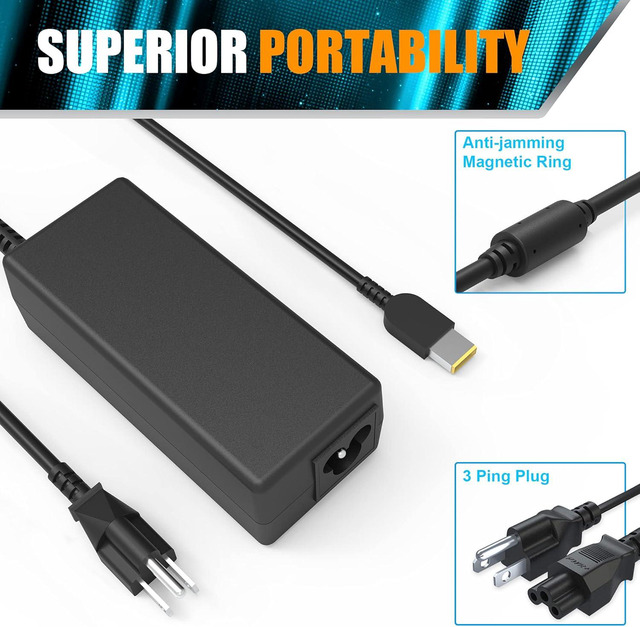 Caricabatterie 90W 20V 4.5A Per Lenovo ThinkPad X1 Carbon T440, Yoga 720/730, IdeaPad – Spina Quadrata Gialla
