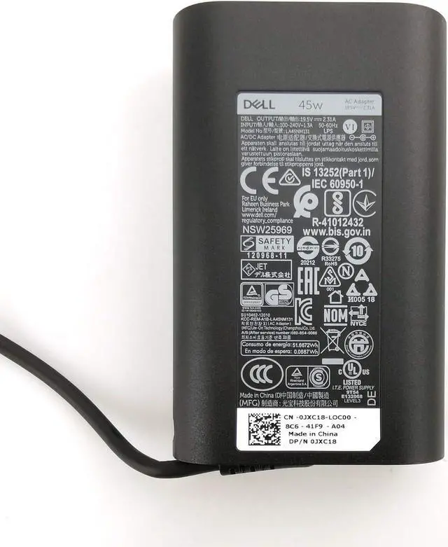 Alt view image 4 of 6 - Dell Laptop Charger Slim 45W watt Power AC Adapter(Power Supply) Include Power Cord for Dell XPS 13 9333 9343 9350 9360 9370,LA45NM131 DA45NM131