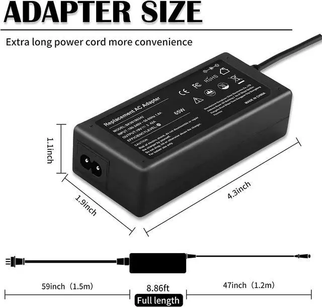 Alt view image 3 of 6 - 45W 19.5V 2.31A AC Adapter Charger for HP Laptop Chromebook Elitebook 840 HP Pavilion Spectre Envy X360 HP Stream Probook Zbook Chrome Book Blue Tip Computer Notebook Power Cord Replacement Plug