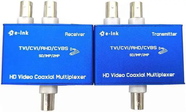 Main image of E-link 2CH CVI AHD TVI Coaxial Multiplexer, HD Analog Camera CCTV Video Multiplexer Over Single Coax Cable up to 1300ft