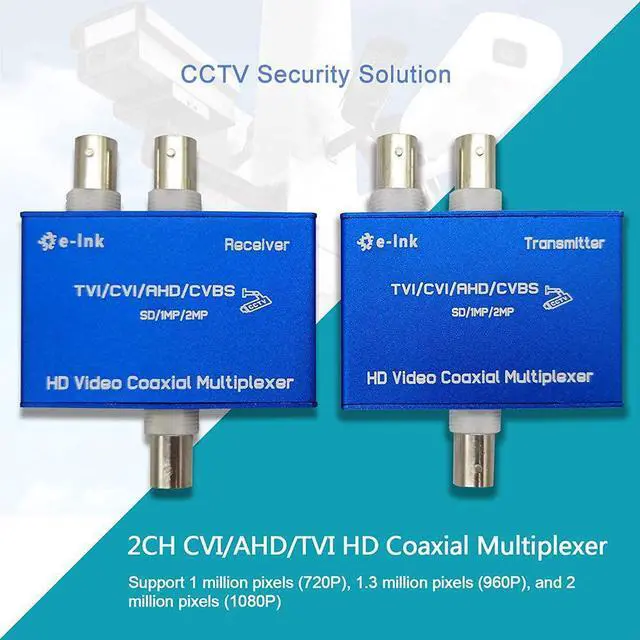 Alt view image 4 of 7 - E-link 2CH CVI AHD TVI Coaxial Multiplexer, HD Analog Camera CCTV Video Multiplexer Over Single Coax Cable up to 1300ft