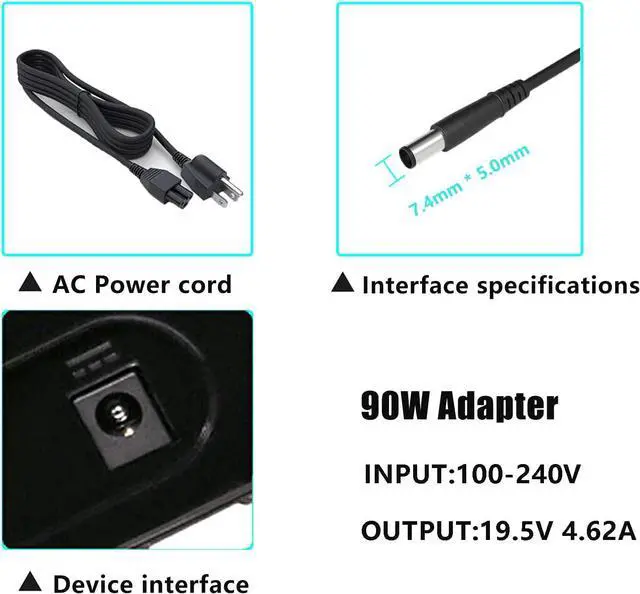 Alt view image 5 of 7 - 90W Laptop Charger Adapter Power Cord for Dell Inspiron 15 7537 7547 7548 M5010 M5030 N5030 N5040 N5050 15R 5520 5521 5537 N5010 N5110; Inspiron 3420 3520; Latitude E5420 E5430 E5440