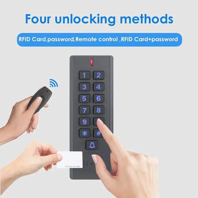 Alt view image 2 of 7 - Access Control Keypad Reader Smart Keypad Lock IP65 Waterproof Remote Access Controler Wireless Exit Button 125Khz RFID Smart Lock (AW1-EM Wireless Access Control Kit)